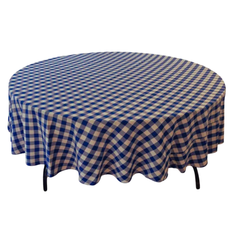 Nappe 90'' ronde carreauté bleu et blanc