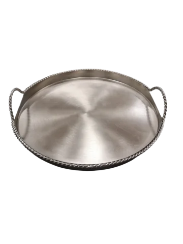 Plateau rond argent torsadé 14,5''