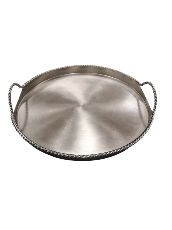 Plateau rond argent torsadé 14,5''