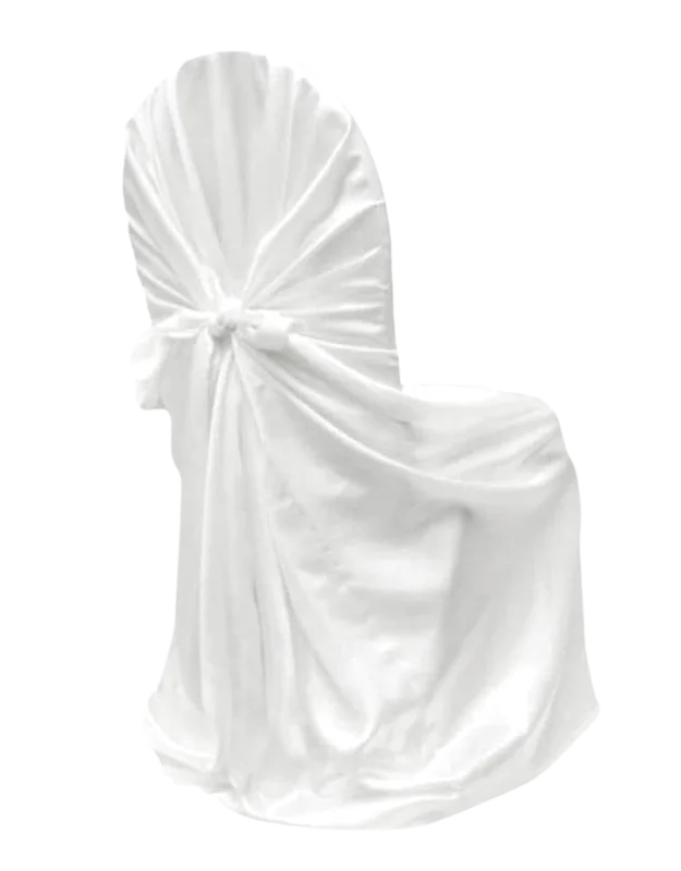 White satin universal chair cover
