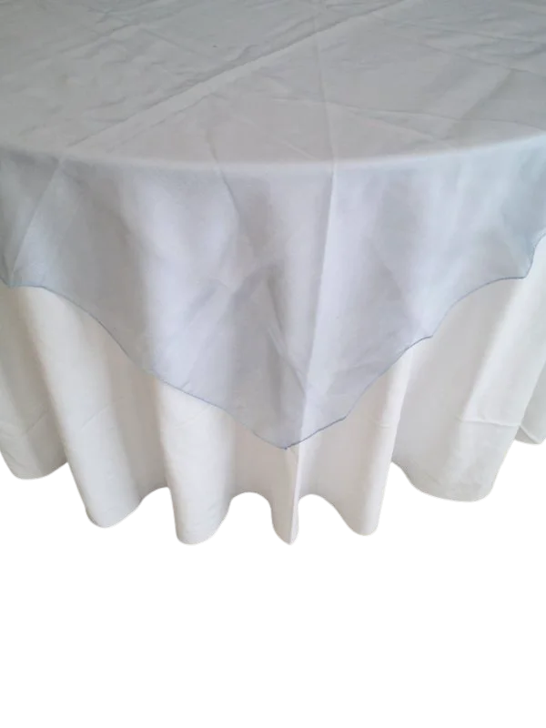 Sur-nappe 72x72 organza bleu poudre