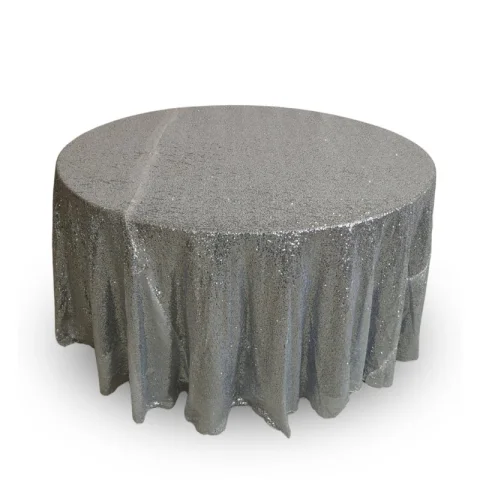 Nappe 120'' ronde paillette argent