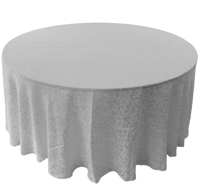 Nappe 120'' ronde florale blanche