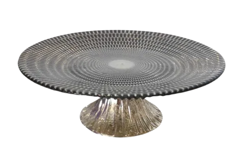Présentoir à gâteau motif argent et noir 8.5''