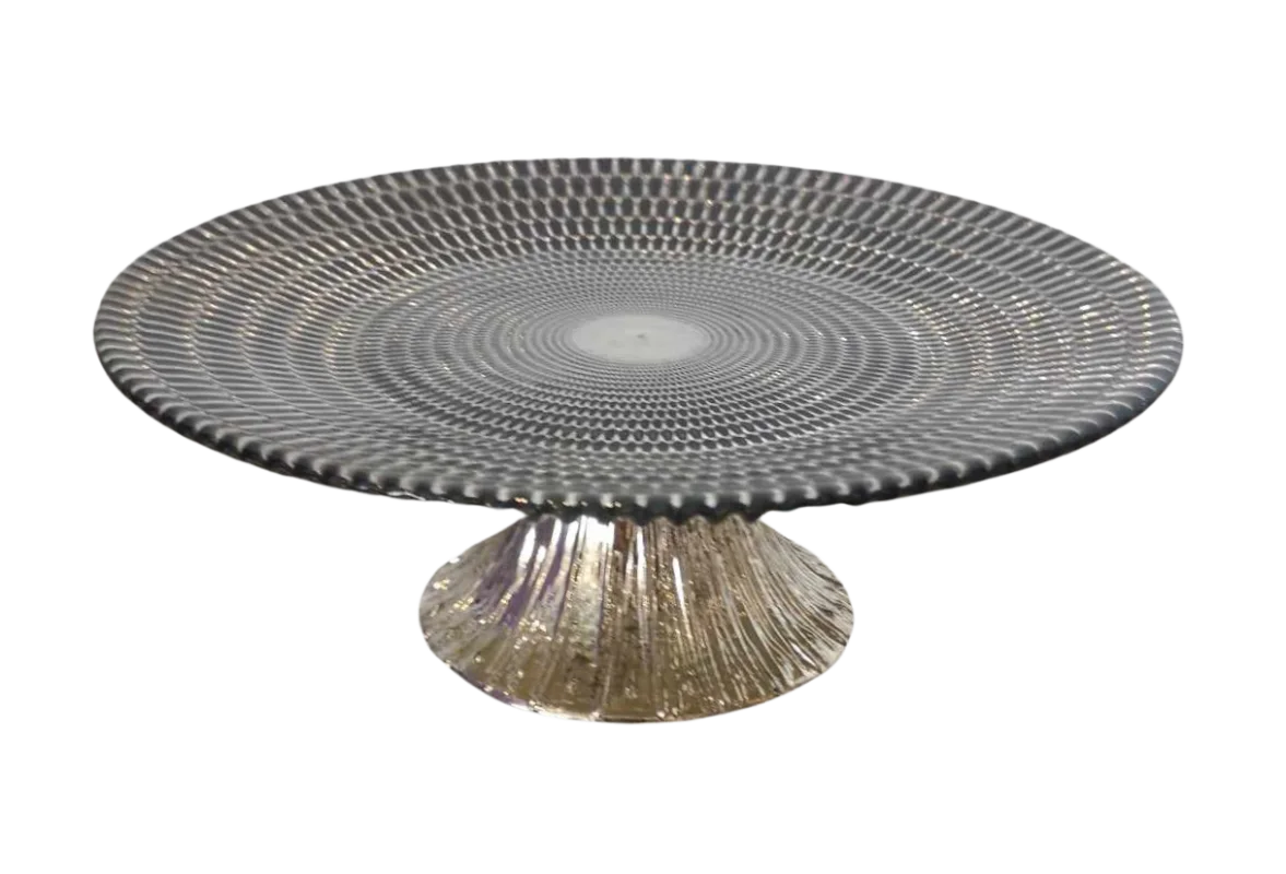 Présentoir à gâteau motif argent et noir 8.5''