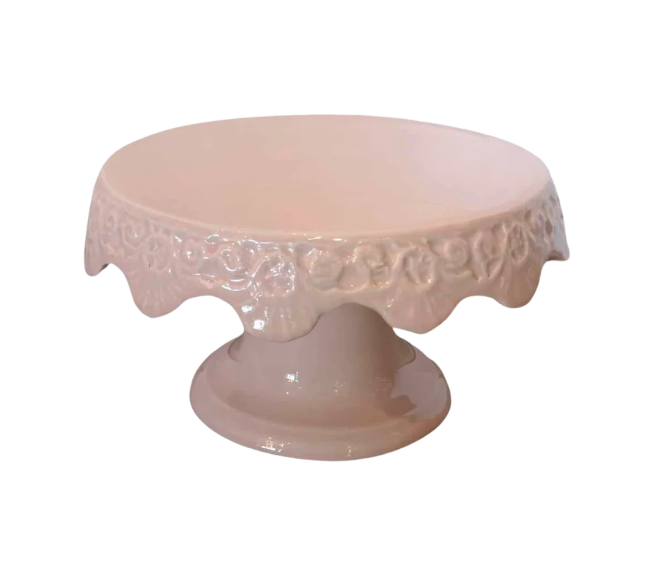 Round blush lace cake stand 8.5"