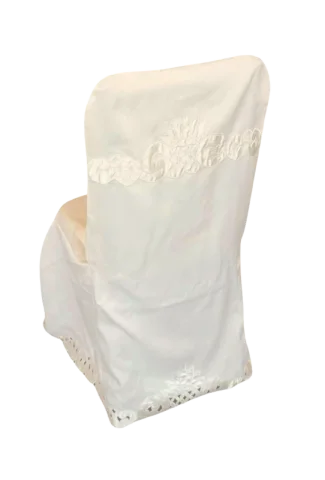 Couvre-chaise ivoire satiné avec broderie