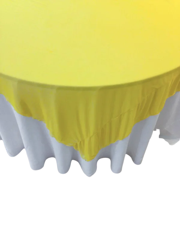 Yellow spandex table overlay