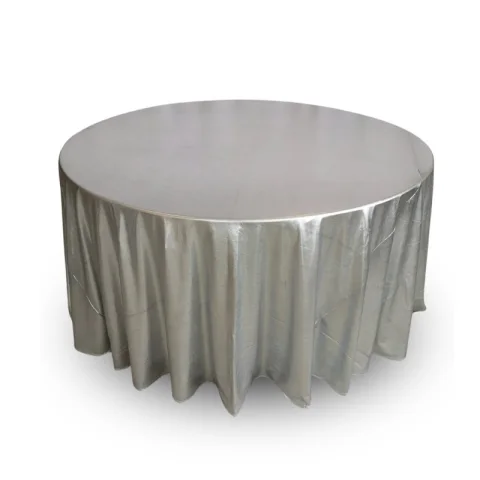 Nappe 132'' ronde cuirette argent