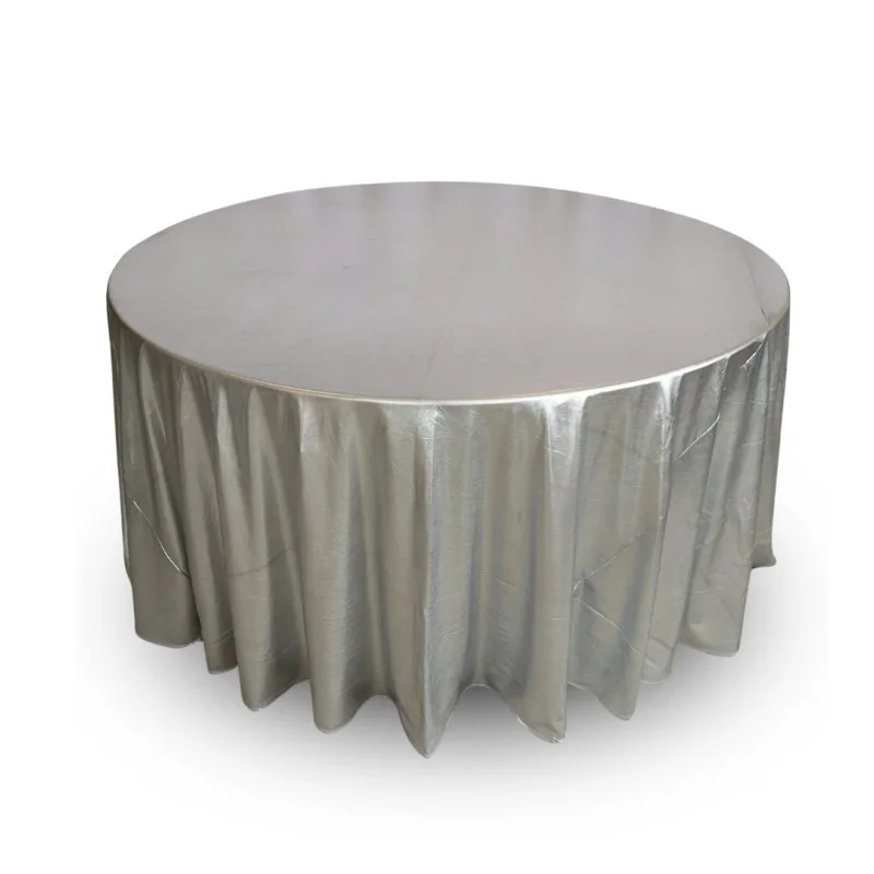 Nappe 132'' ronde cuirette argent
