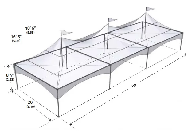 20x60 tent with sidewalls