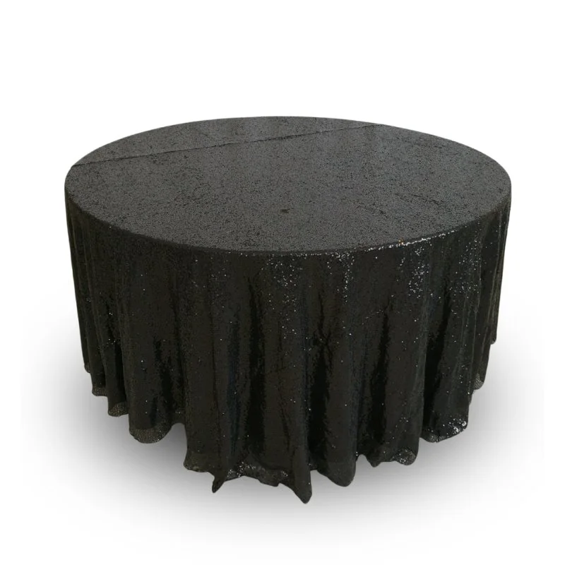 Nappe 120'' ronde paillette noire