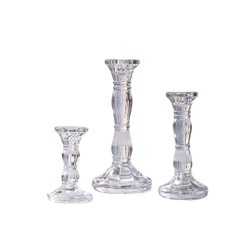 Crystal candle holder trio